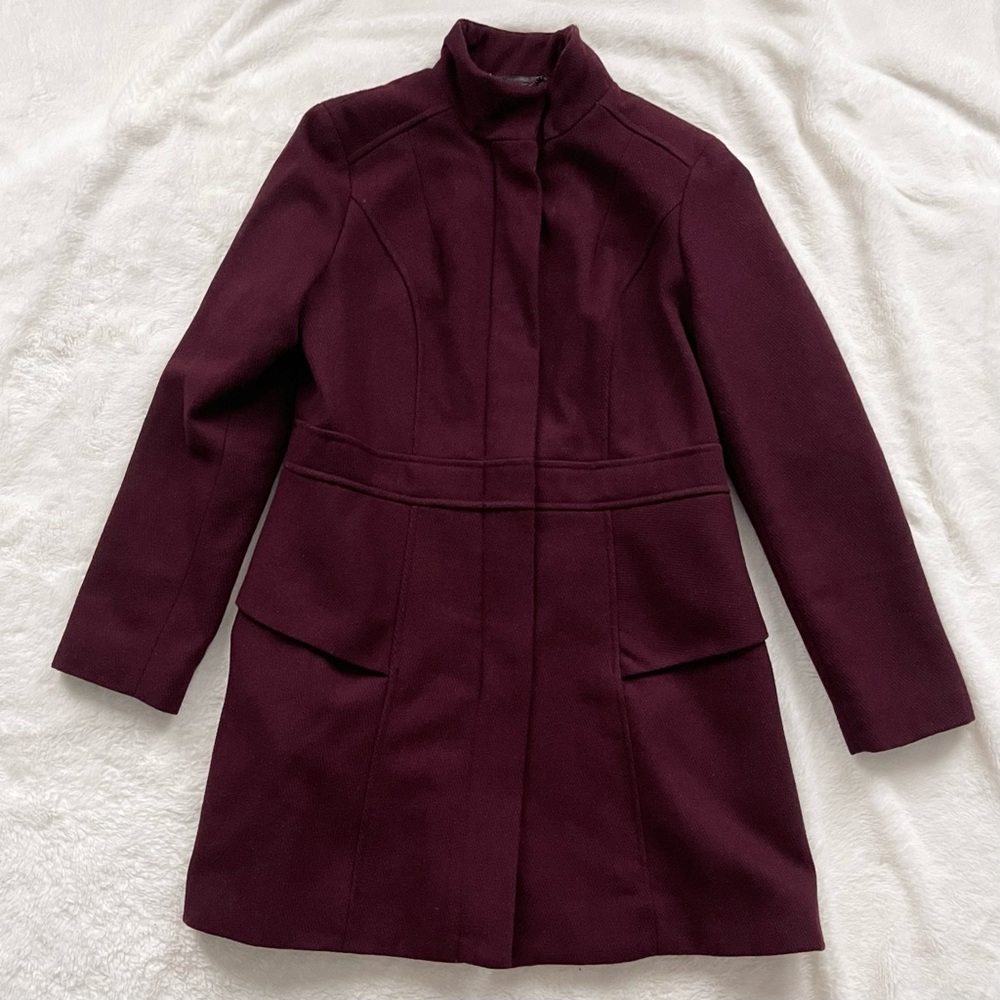 Mossimo Wool Blend Peplum Coat Deep Purple Size Large
